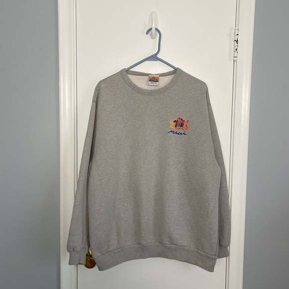 Vintage 90s Maui Hawaii Tropical Fish Sweatshirt Crewneck Surfer - Picture 1 of 5